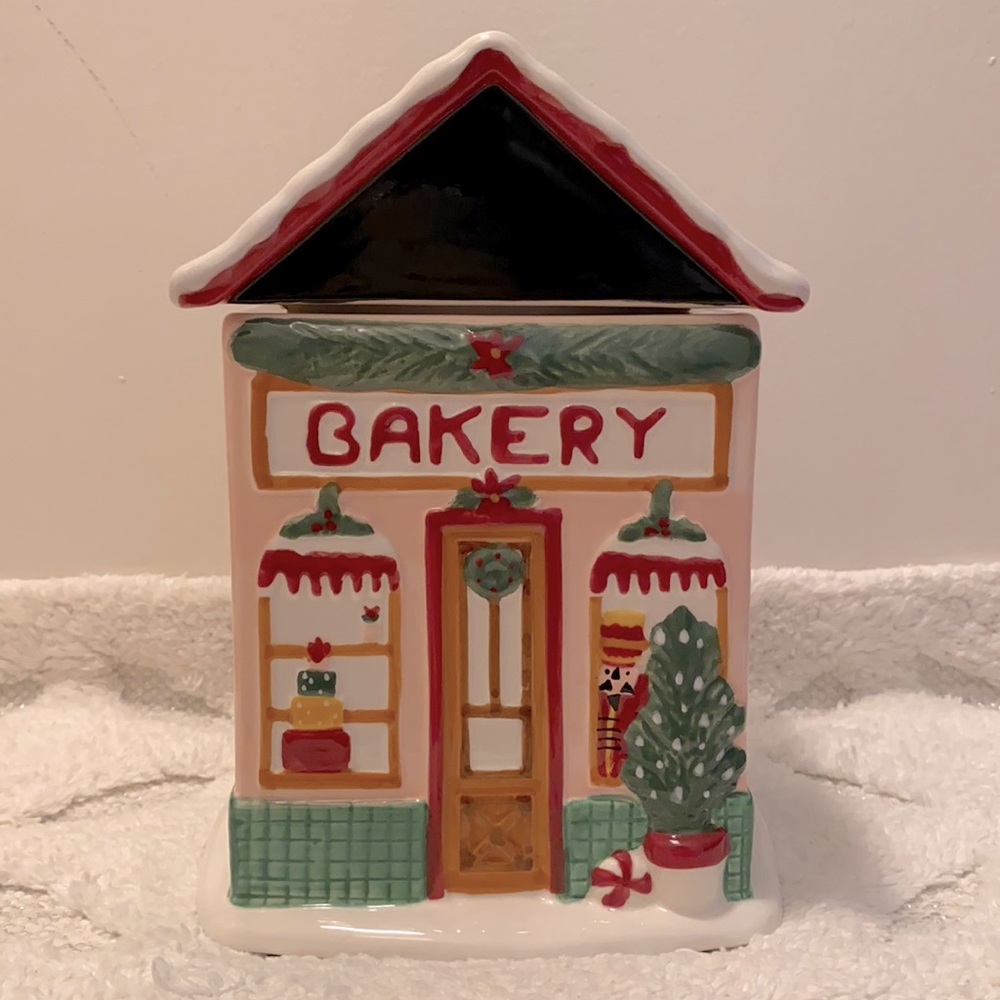 Christmas BAKERY Pink Gingerbread Cookie Jar